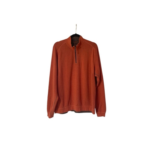 Tommy Bahama Rust Orange Quarter Zip Pullover Sweatshirt Cotton Men’s Size XL - Picture 1 of 13